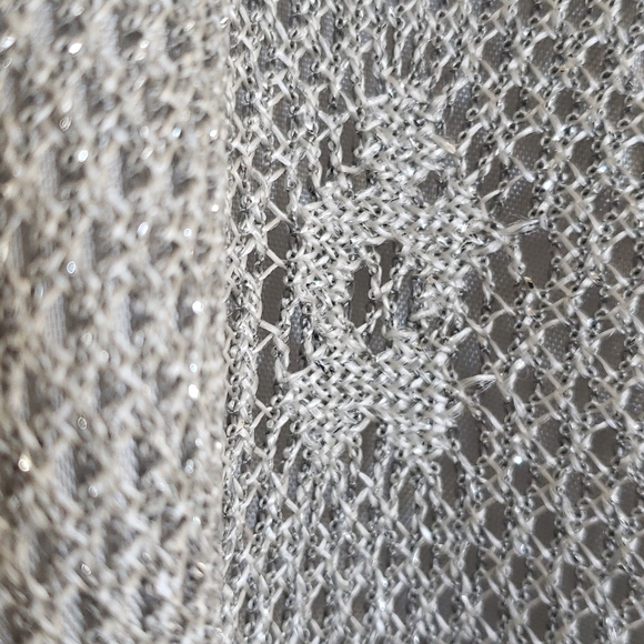 VINTAGE 90's Silver Crochet Lace Gown Dress SIZE 4 - Picture 9 of 17